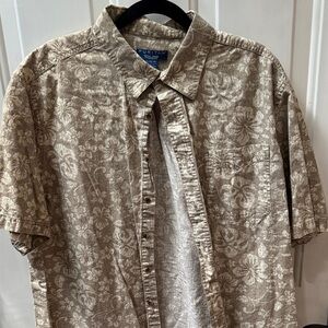 Puritan Men's Casual Beige Floral Button-Up Shirt
